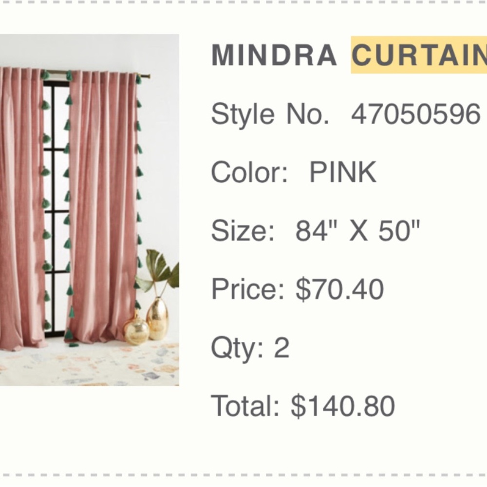 Mindra Pink Curtains